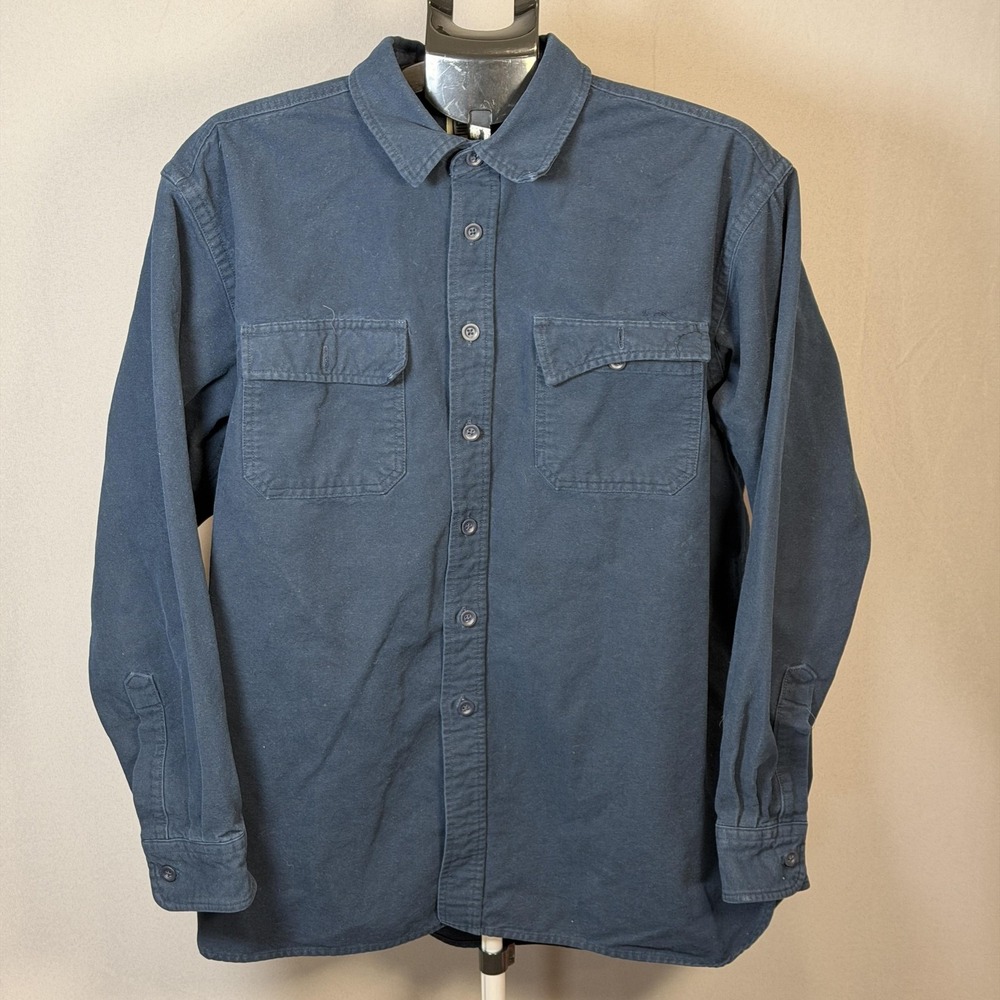 L.L. Bean Shirt Mens XL Blue Twill Button Up Long Sleeve Workwear Casual